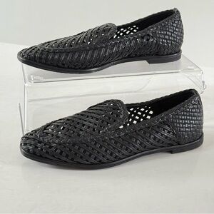 Aerosoles Tailored Nagle Black Loafers Size 7 Woven Leather Comfort Flats Shoes‎